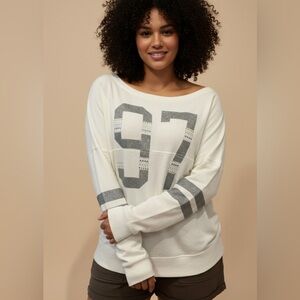 Women's White and Gray Sweater